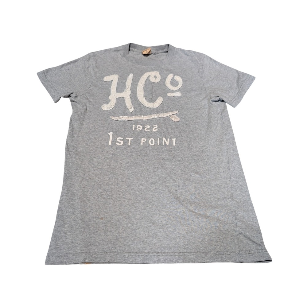 Hollister Graphic Tee Women S Gray HCO 1st Point Surfboard Applique Slim Fit